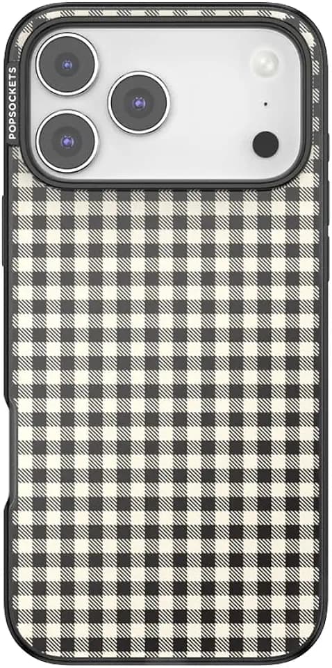 PopSockets iPhone 17 Pro Max Phone Case with MagSafe- Black Gingham