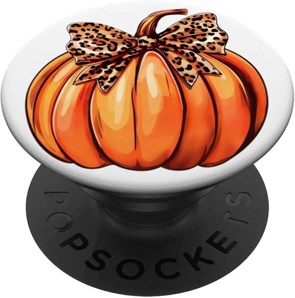 Coquette Bow Leopard Pumpkin Thanksgiving Rustic Fall Women PopSockets Adhesive PopGrip