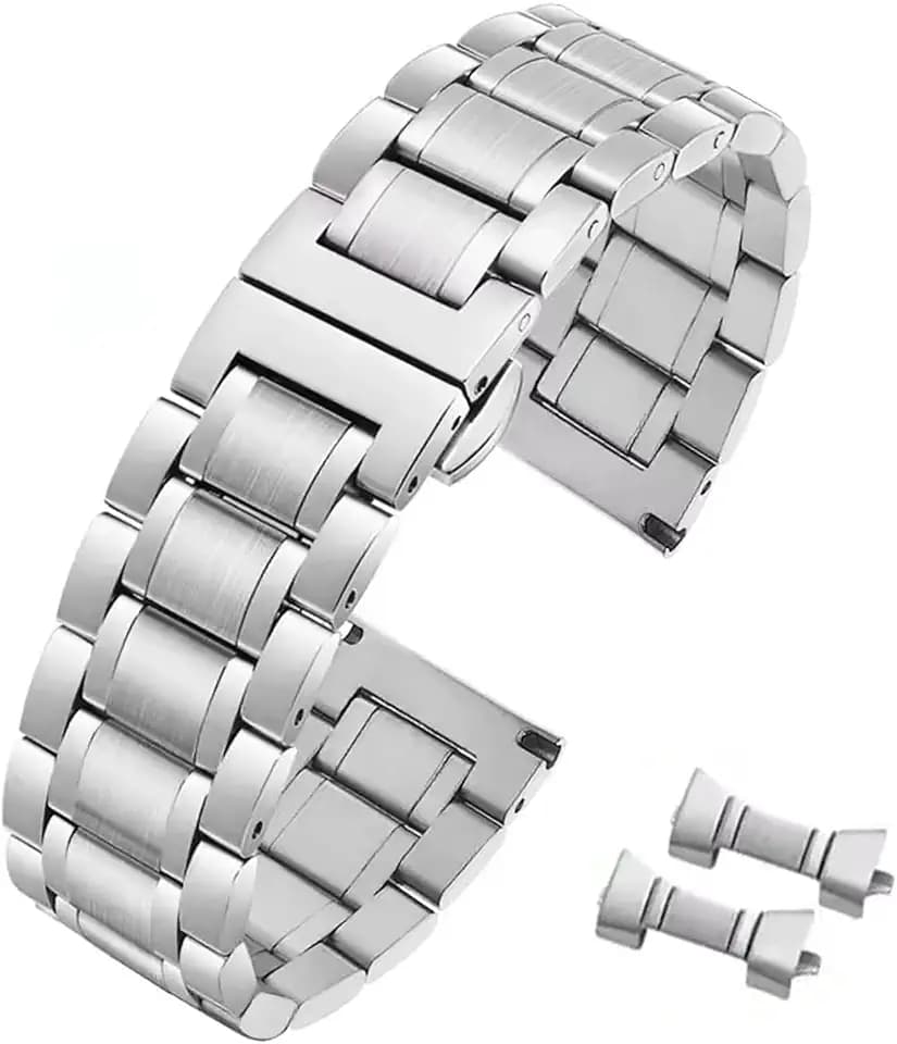 Quick Release Stainless Steel Watch Band Bracelet 12mm to 24mm Straight & Curved End Universal Stainless Steel Metal Watch Strap Smartwatch Replacement Band Men Women