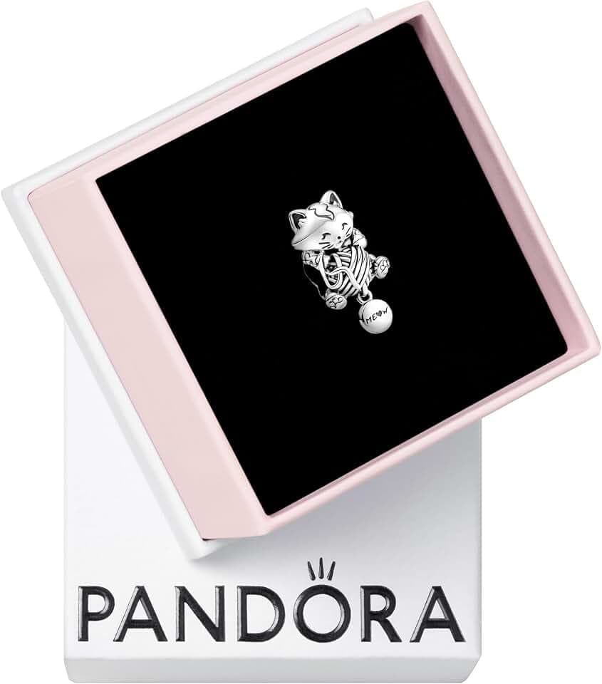 PANDORA Kätzchen & Garnknäuel Charm in Sterling Silber Moments Collection