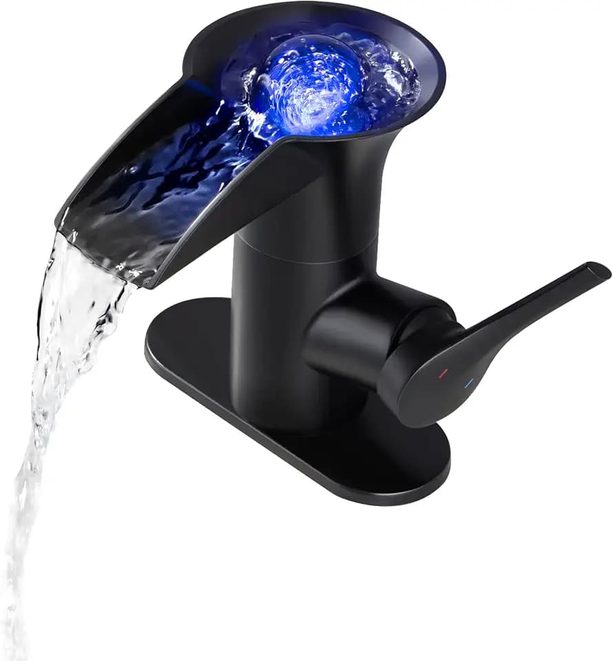 SKOWLL Bathroom Sink Faucet Waterfall, Free Floating LED Crystal Ball