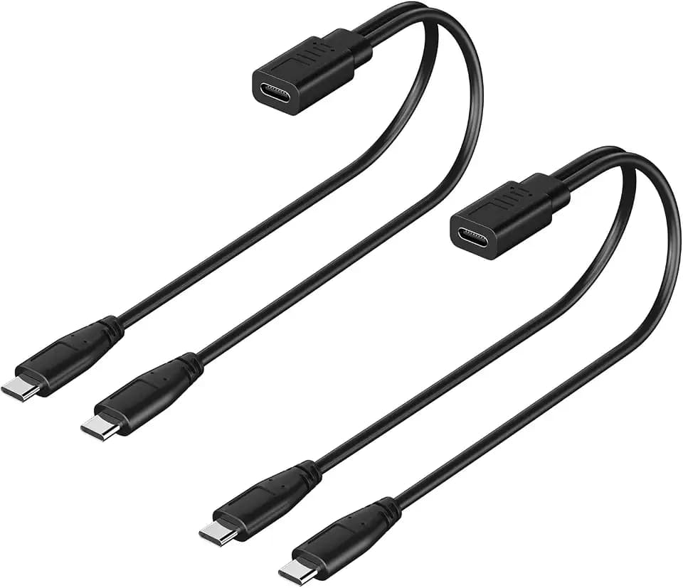 2-Pack USB C Splitter 1 in 2 Out Charger Cable, USBC Female to USBC Male