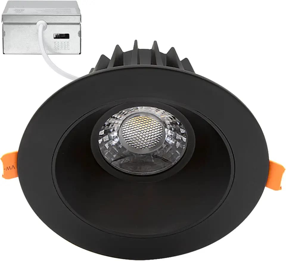 Maxxima 4" Anti-Glare LED Downlight Canless, 1050 Lumens, 5 CCT, Black