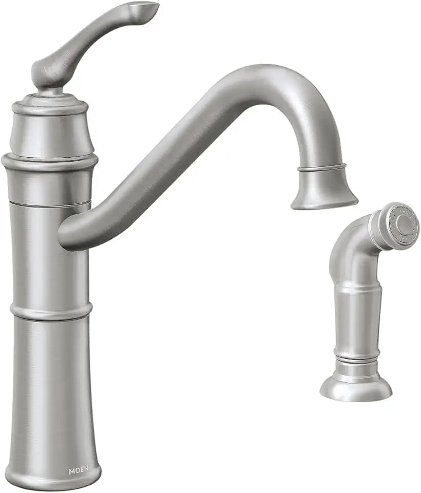 Moen Wetherly Spot Resist Stainless High-Arc Kitchen Faucet with Side Spray, 87999SRS