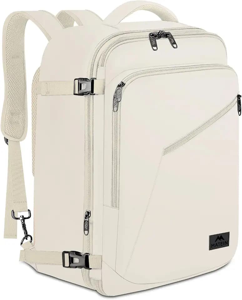 MATEIN Beige Travel Backpack Women, Carry on Bag with Hidden Shoulder Strap