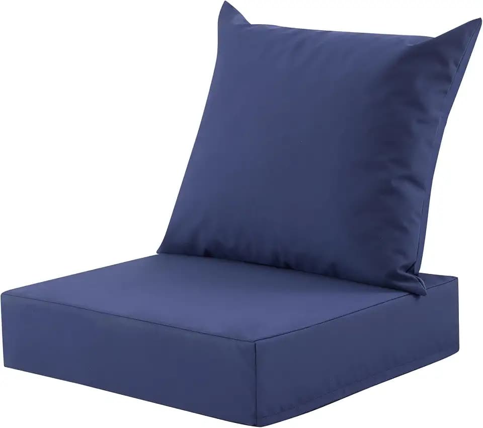 Outdoor Deep Seat Cushion Set, 24x24 Inch, Navy Blue, Set of 1