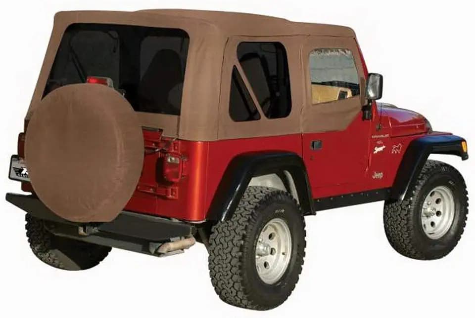 RAMPAGE PRODUCTS Factory Replacement Soft Top for Jeep Wrangler TJ | Tinted Windows and Door Skins, Vinyl, Khaki Diamond | 99536 | Fits 1997-2006 Jeep Wrangler TJ