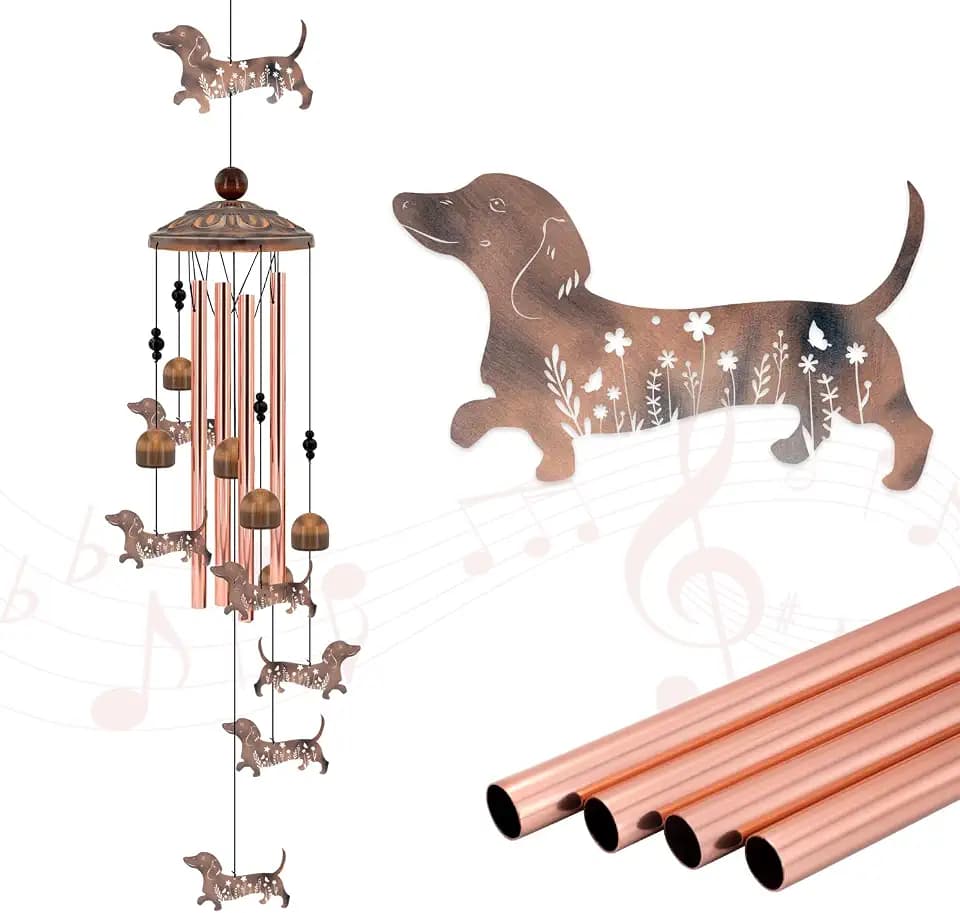 35" Dachshund Wind Chimes for Outside Dachshund Gifts for Women