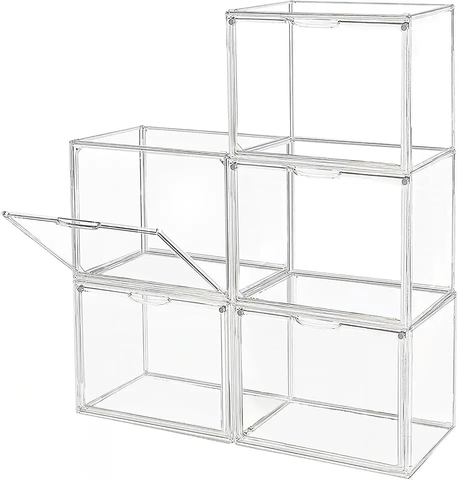 GUDEMAY Transparente stapelbare Kunststoffboxen mit Magnetverschluss