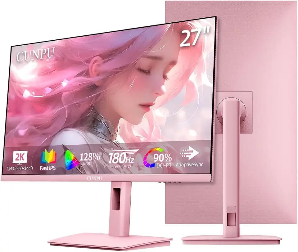 CUNPU 27" 2560x1440 200Hz 1ms GTG Ultra Fast IPS Pastel Pink Gaming Monitor