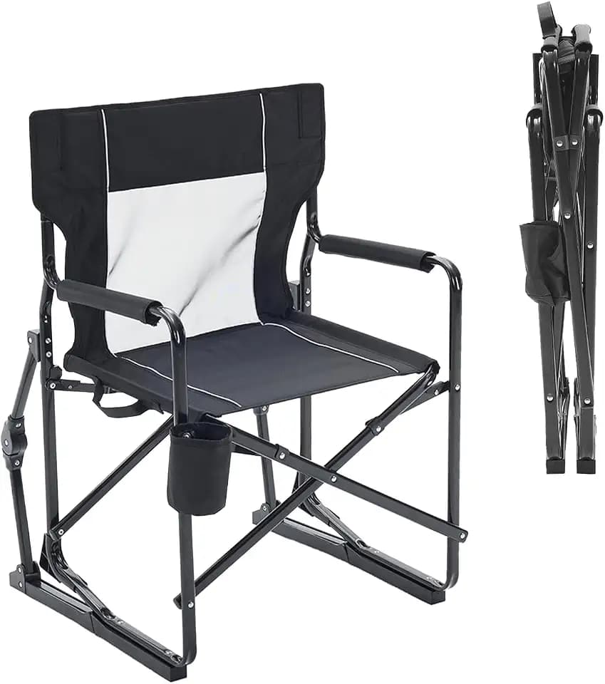 Simple Deluxe Outdoor Foldable Camping Chair, with Sturdy Material and 400lbs Capacity, Camp Folding Chair with Cup Holder & Carrying Bag, Suitable for Park, Beaches and Camping, Black