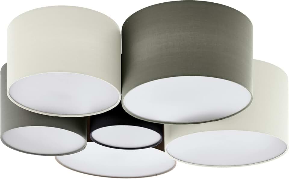 EGLO Deckenlampe Pastore,6 flammige Textil Deckenleuchte, Material: Stahl