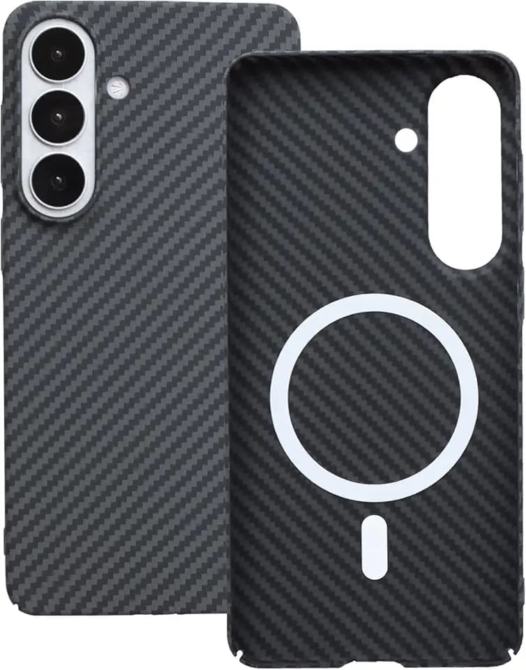 Designed for Samsung Galaxy S26 Case, Compatible with Mag-Safe, S26 Phone Case Women Slim Carbon Fiber, Case for Samsung S26 Shockproof Strong Magnetic Protective Cover, Wireless Charging (Black)