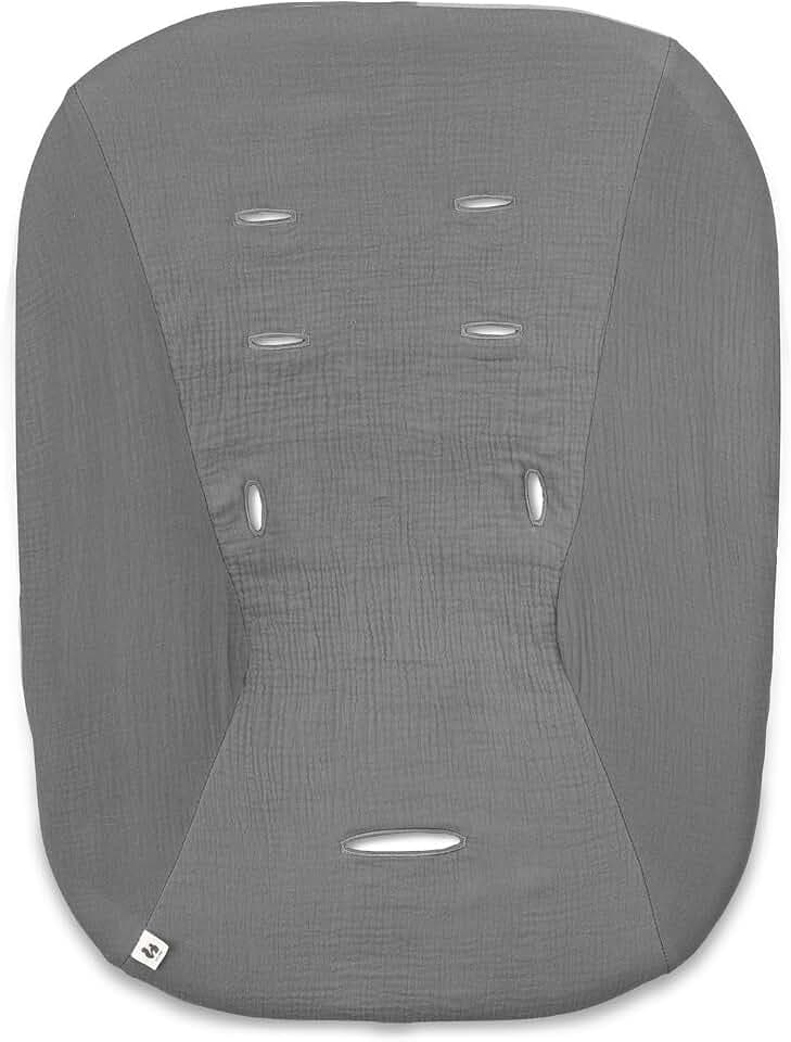 hauck Schonbezug für Babywippe Highchair Bouncer (Eco) (nicht mit anderen Modellen kompatibel), Baumwolle, mit Gummizug und Gurtschlitze für 5-Punkt-Gurt, Waschbar bei 60° (Dark Grey)
