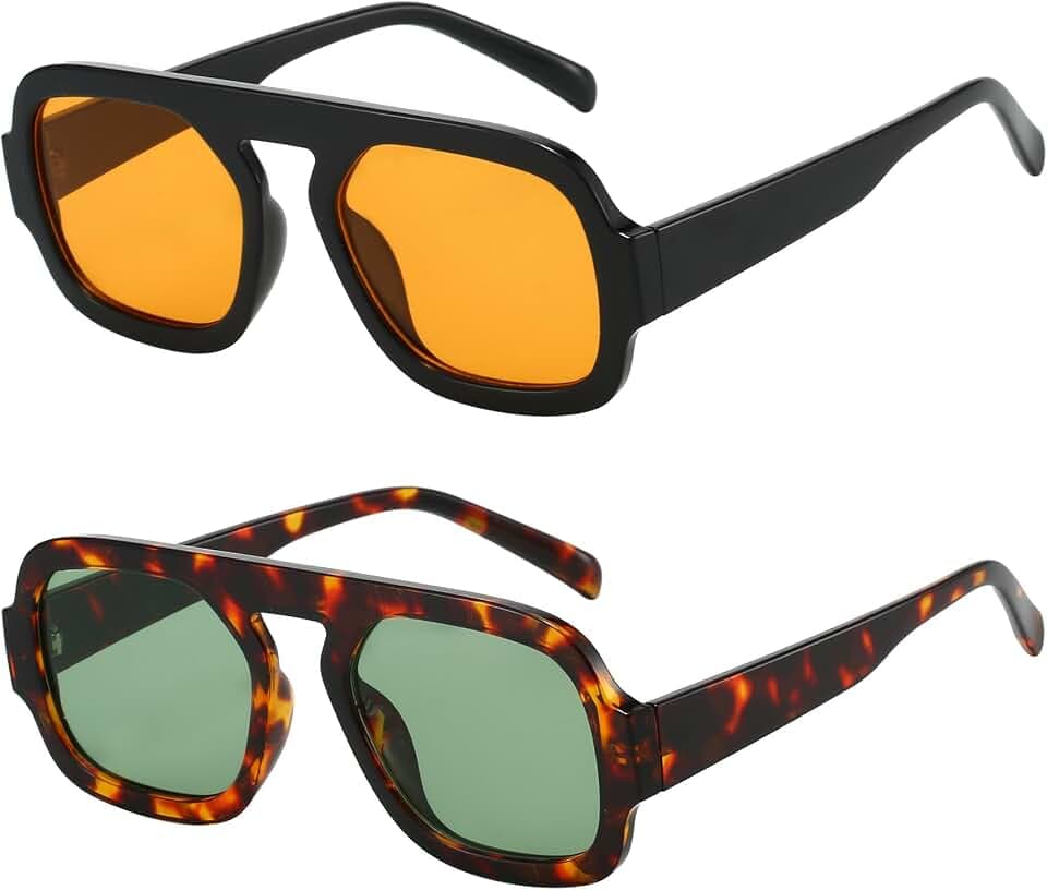 MUNSADE Trendy Square Aviator Sunglasses for Women Flat Top Designer Style