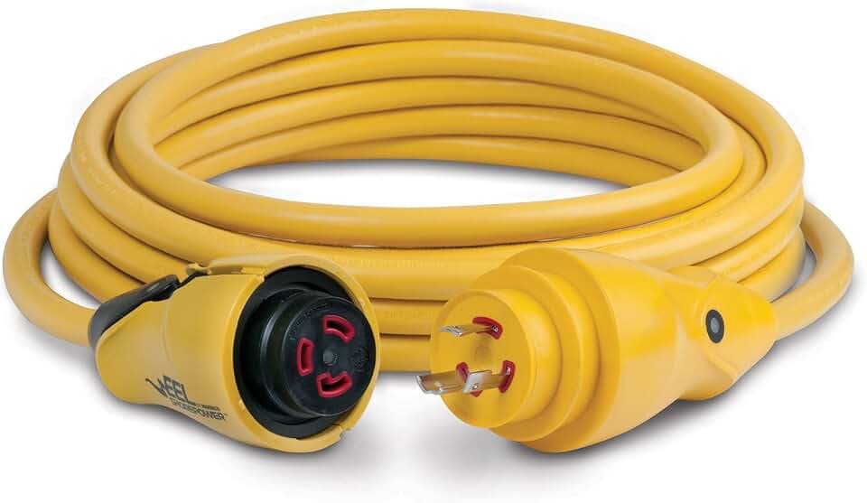Marinco CS30-12 EEL Cordset, 30A 125V, 12', Yellow