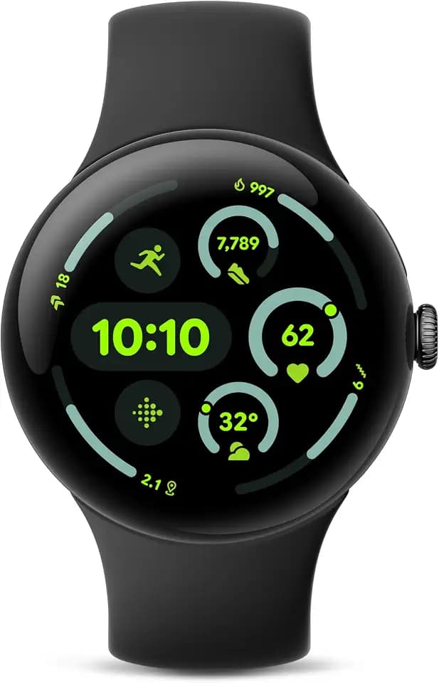 Google Pixel Watch 3 (45mm) 2024 Model - Android Smartwatch, Heart Rate Tracking, Fitbit Advanced Running, Fitness Insights, 24-Hour Battery - Matte Black Aluminum Case - Obsidian Band - Wi-Fi