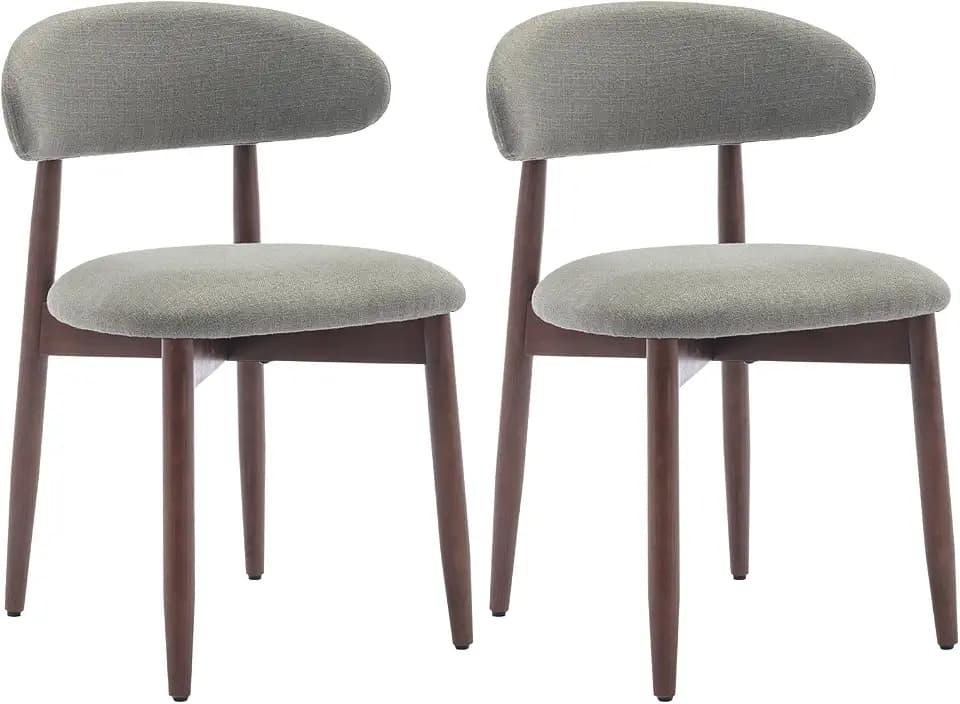 COLAMY Esszimmerstühle 2er Set, Polsternder Stühle Esszimmer mit Rückenlehne, Moderne Küchenstühle Gepolstert, Stoff Dining Chairs mit Back und Holzbeinen für Esszimmer, Küche, Restaurant, Grün