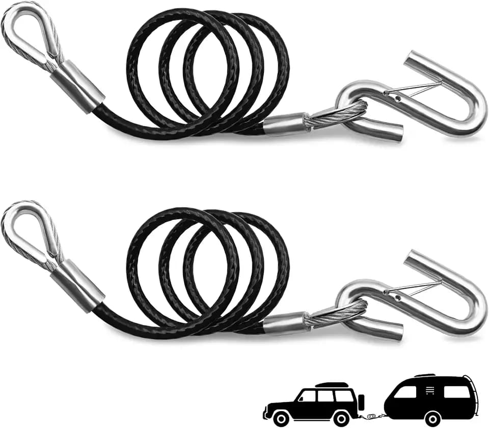 44" Trailer Safety Cables with Hooks, 2-Pack, 5000 lbs
