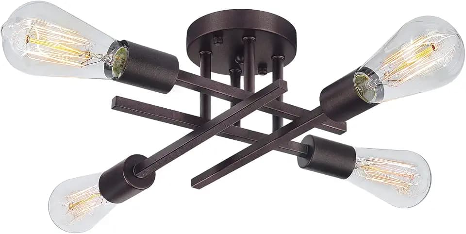 SunRider 4-Light Semi Flush Mount Ceiling Light, Bronze Sputnik Chandelier