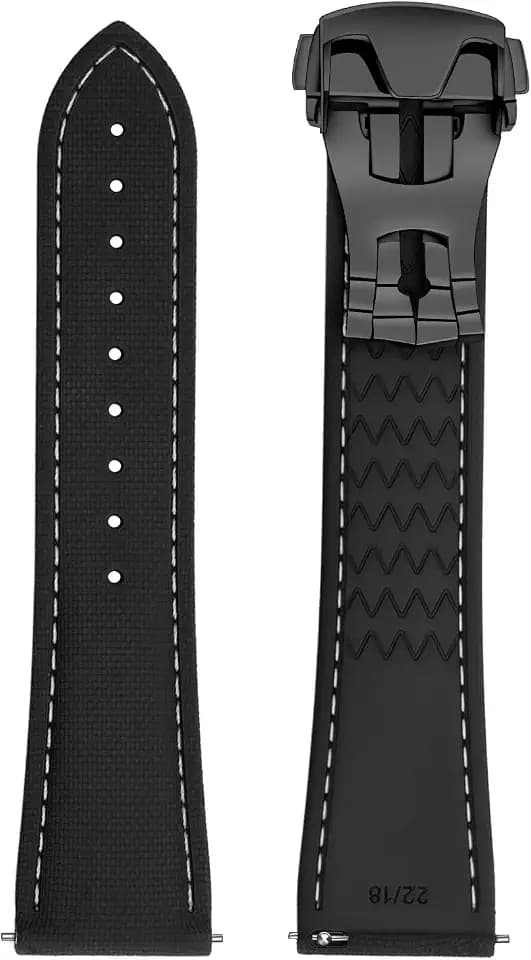 Uhrarmband 20mm 22mm FKM, Uhrenarmband Herren aus Kautschuk, Wasserdichtes Gummi Armband für Sport, Uhrenarmband