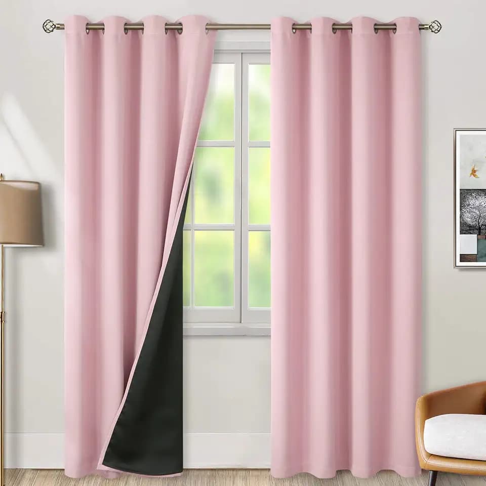 BGment Baby Pink Blackout Curtains for Girls Bedroom 72 Inch Long 2 Panels