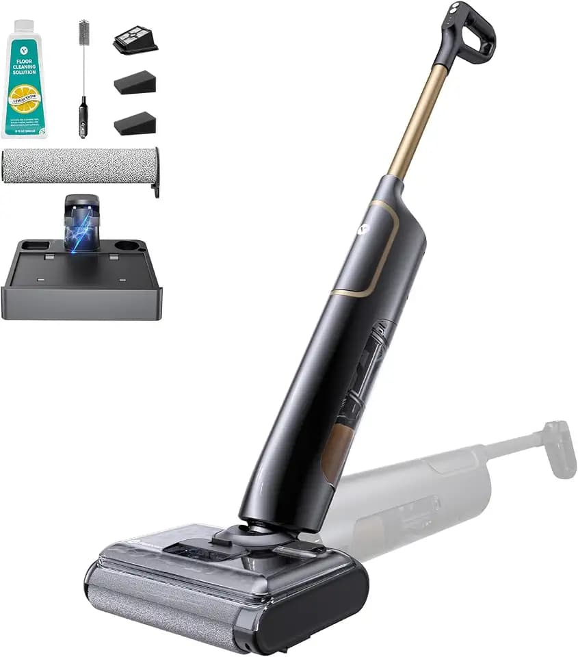 Vexilar X7 Nass Trockensauger akku, 180° Lay-Flat Nasssauger, Staubsauger mit Wischfunktion, 40 Minuten, Selbstreinigung, 800mL Wassertank, Ideal für Hartböden, Familien mit Haustieren & Kindern