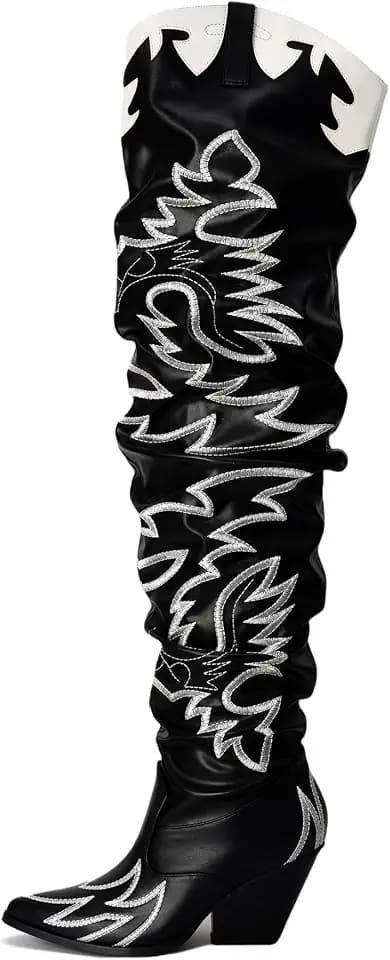 Cape Robbin Women's Western Thigh High Over The Knee Cowboy Cowgirl Boots - Chunky Block Heel Fashion Boots for Women (KELSEY-21)