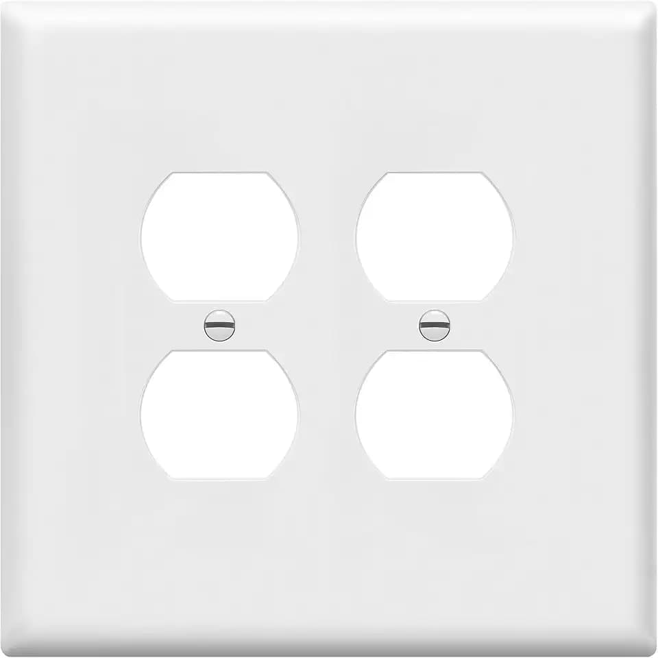 ENERLITES Jumbo Double Duplex Receptacle Cover, Two Gang Outlet Wall Plate, Gloss Finish, Oversized 2-Gang 5.5" x 5.5", Unbreakable Polycarbonate Thermoplastic, UL Listed, 8822O-W, White