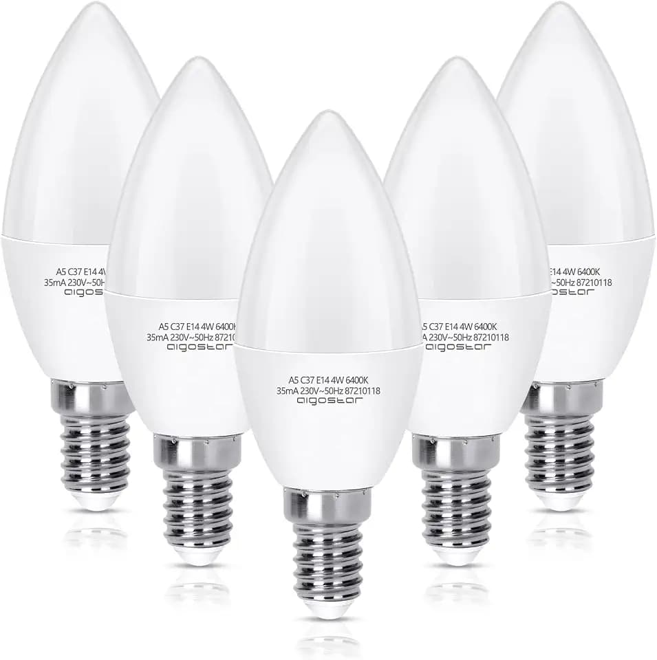 Aigostar 175856 LED Lampe C35, Kerzenform, 4 W, kleines Gewinde und kühles Tageslicht