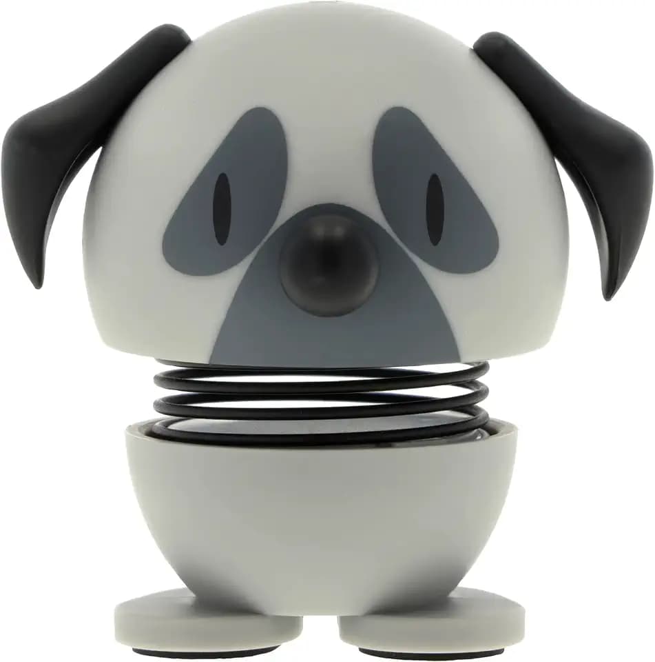 Hoptimist Pug Dog Figure – Wobbly Desk Pet – Fun Office Gadget – Collectible Gift for Men and Women – Danish Design – ABS Plastic – 4.9 x 4.8 cm – X-Small – Grey