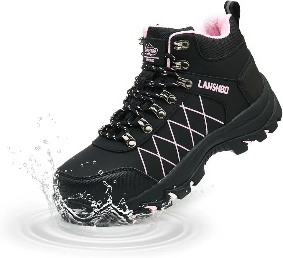 LANSNBO Waterproof Steel Toe Work Boots for Women Wide Width