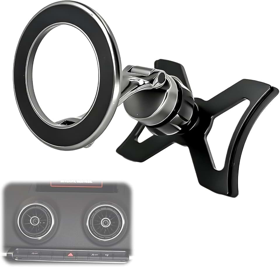 Magnetisch Kfz Handyhalterung Kompatibel mit Audi A3 8V 2014–2019 Ganzmetall 360°Drehung Starker Magnet Auto Handy für iPhone 17/16 15 14 13 12 Pro Max