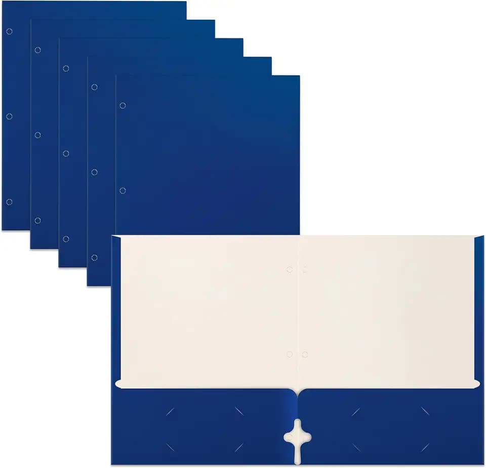 Better Office Products Blue Folders with Pockets, 50 Pack Letter Size Two Pocket Portfolio Folders, Durable Paper Folders for School Classroom Office Organization, Standard Letter Size Blue Folders