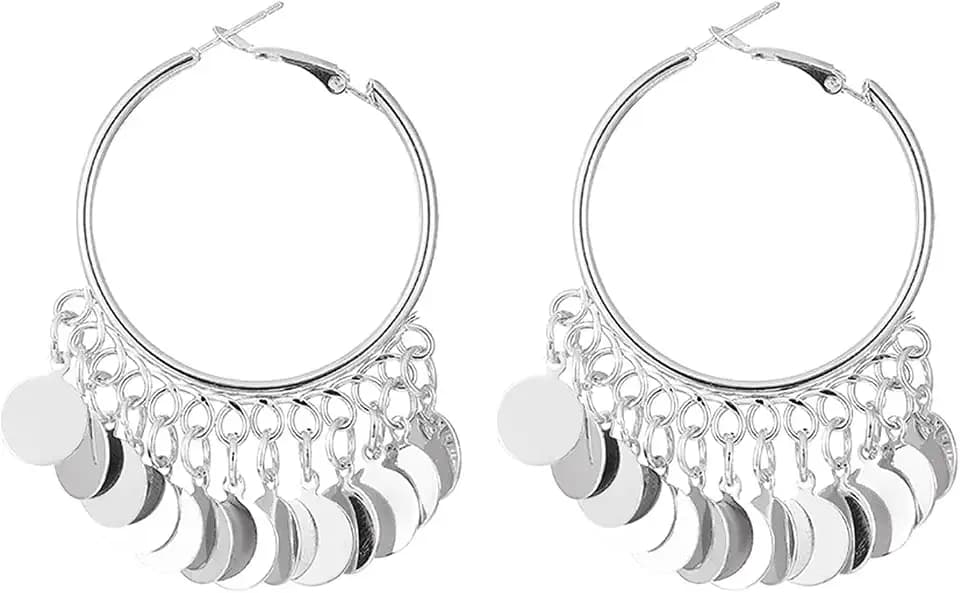 coadipress Bohemian Chandelier Coin Dangle Drop Earrings for Women Ethnic Gypsy Beads Tassel Sequins Earrings Vintage Tribal Chandelier Coins Geometric Hollow Out Earrings Jewelry Gifts