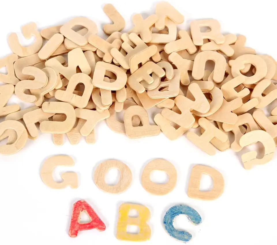 rosenice Buchstaben Holz klein Holz Alphabet Buchstaben DIY Holz Alphabet für Kinderzimmer