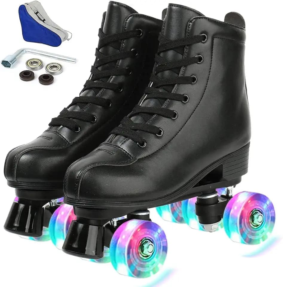 Jessie PU Leather Skates - Premium Adjustable Four-Wheel Roller Skates for Women, Men, Boys & Girls - Indoor & Outdoor