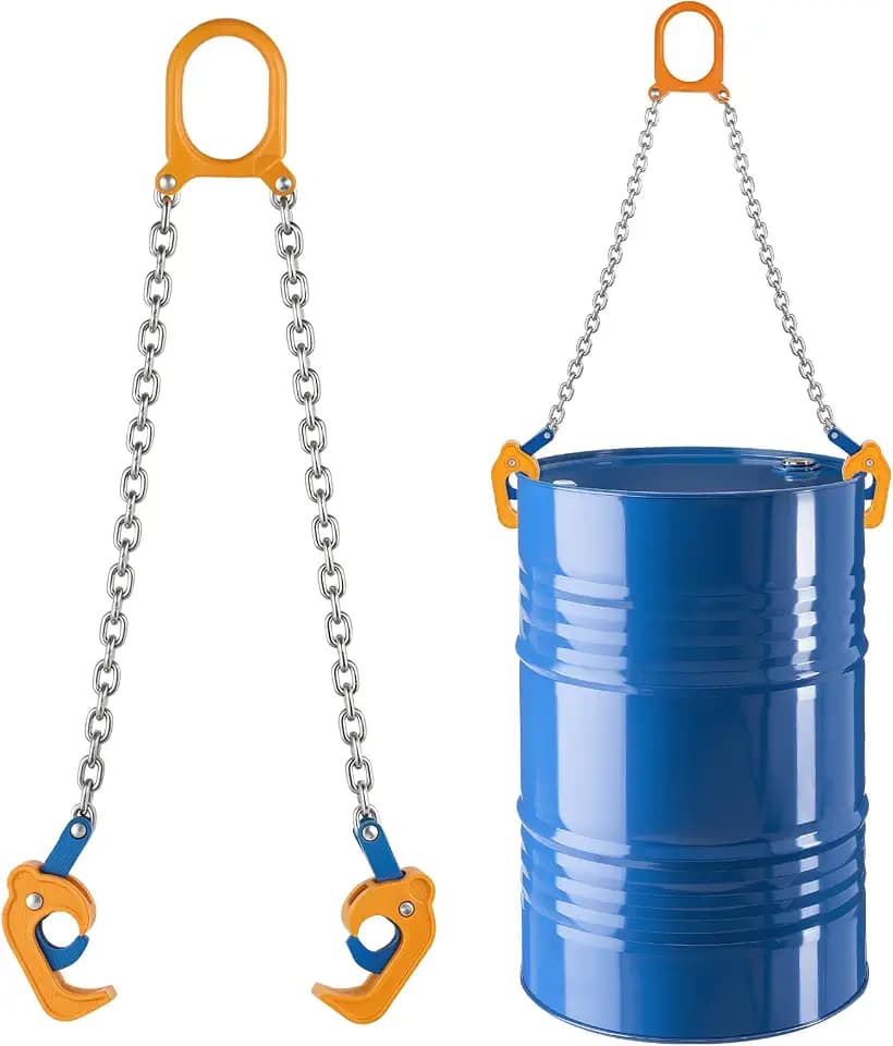 VEVOR Fassheber, G80 Fasshebeklammer mit Sicherheitshaken, 0,9 T Tragkraft, 50 cm Lange Fasshandhabungsgerät, Fasshebeketten-Werkzeug aus Karbonstahl für Kunststoff- und Metallfässer