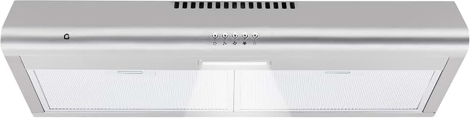 30 Inch Under Cabinet Range Hood, Stainless Steel Kitchen Vent Hood with Mechanical Push Button Control, LED Lights, Slim Under Cabinet Cooker Hood, 110V Stove Ventilation for Home Kitchen Cooking