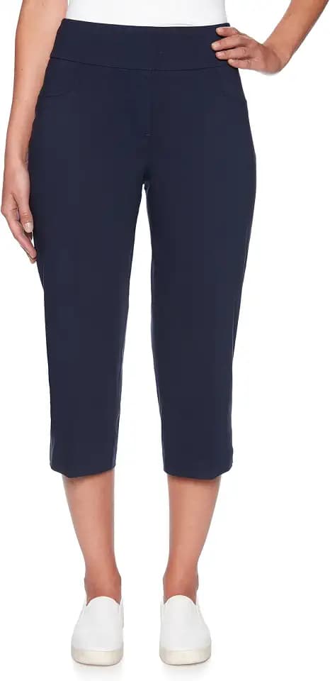 Ruby Rd. Women's Ruby Rd. Womens Mid-Rise Pull-on Straight Solar Millennium Tech Capri