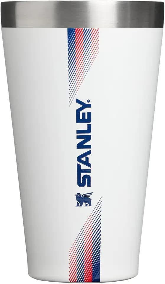 STANLEY Adventure Stacking Beer Pint Glass, 16 oz, Team White Dark Blue