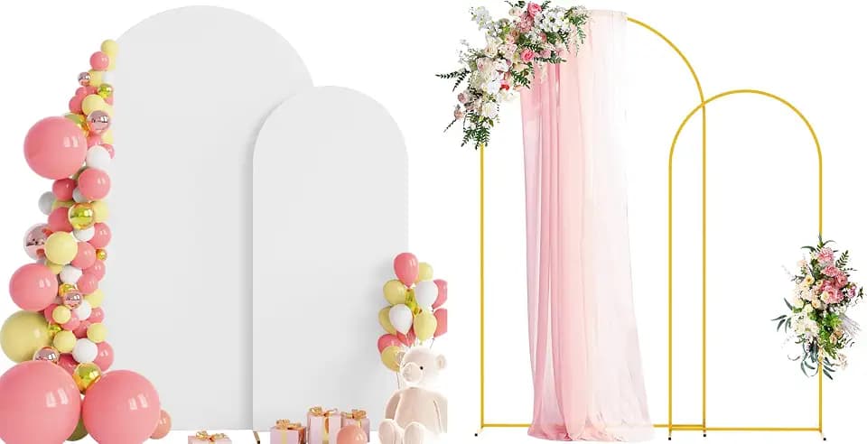 Wokceer Arch Backdrop Stand and Cover Set of 2, 7.2FT,6FT Arch with Cover