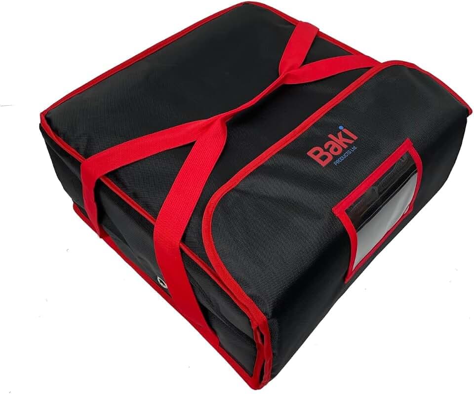 Pizza-Liefertasche, groß, robust, vollständig thermisch, 18 x 18 x 8,5 cm, passend für 4 Pizzaschachteln