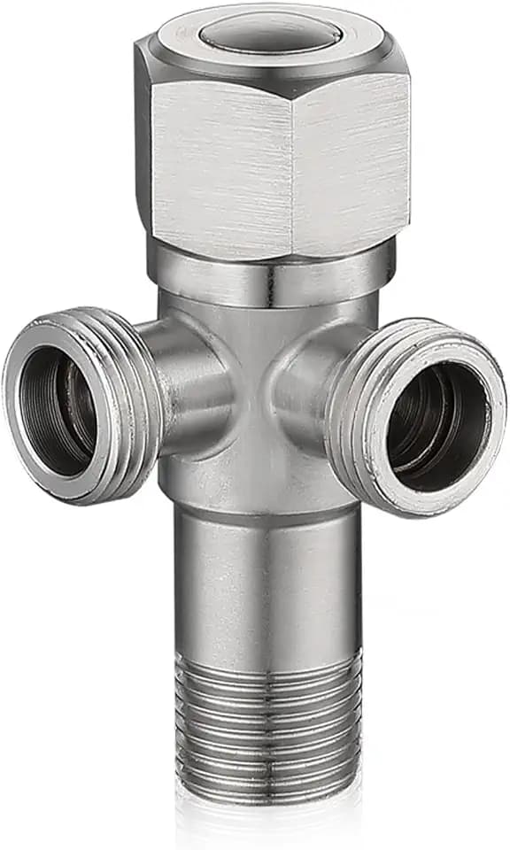 1 Stück Eckventil 1/2 Zoll, Universal Eckventil mit 2 Abgängen Wasseranschluss Eckventile Wasserventil Edelstahl Doppelventil für Wandgewinde 1/2