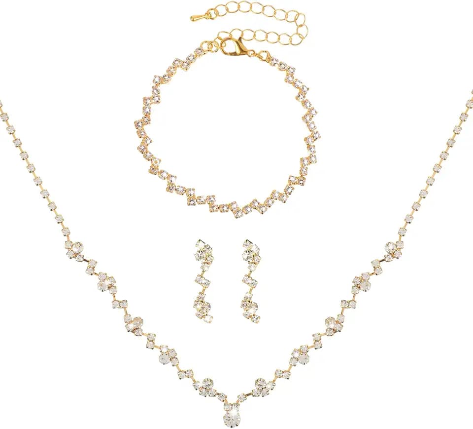 Bridal Rhinestone Wedding Necklace and Earrings - Brides & Bridesmaid Jewelry