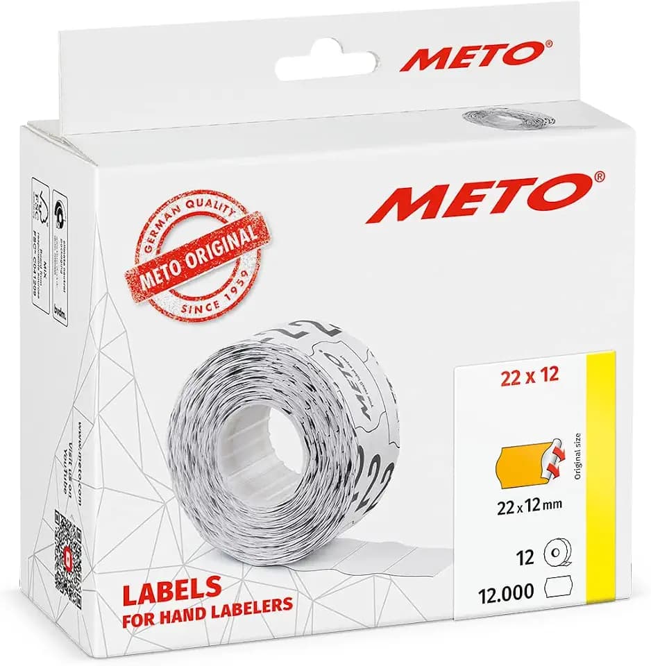 METO Preisauszeichner Etiketten 22 x 12 mm, orange, permanent, 12.000 Stück
