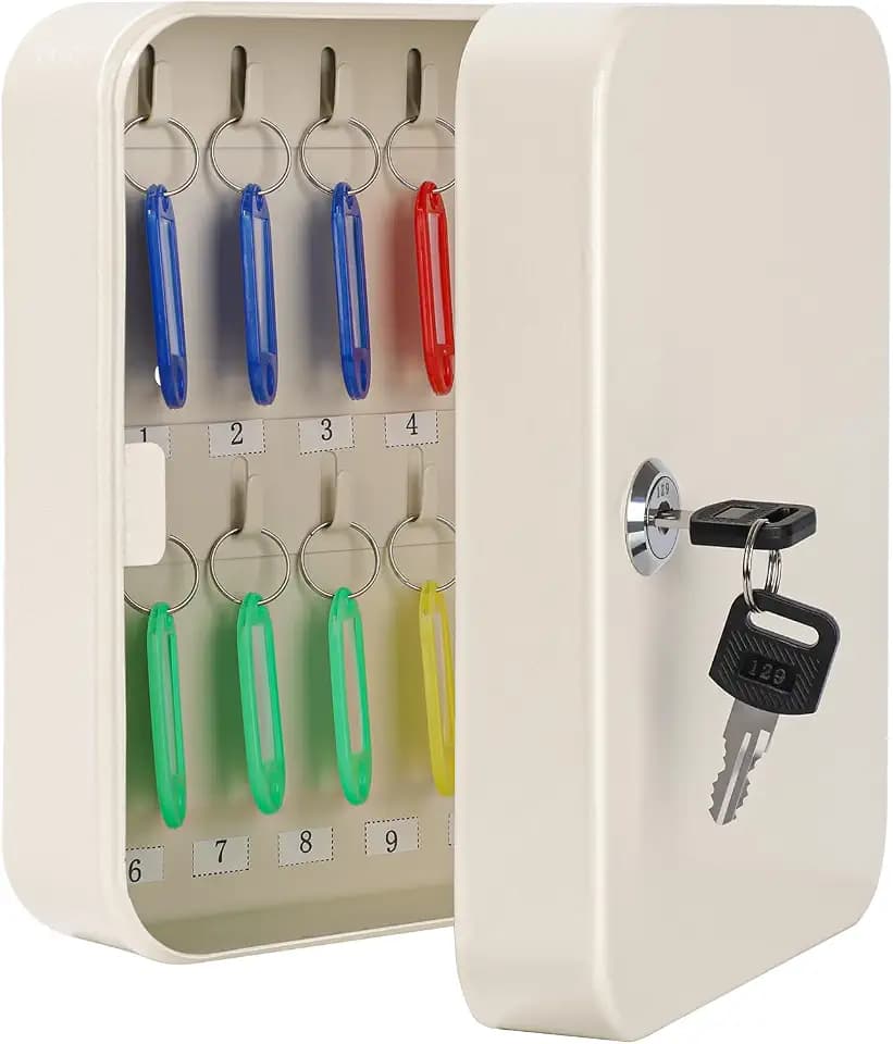 KYODOLED Key Box Wall Mount, 20-Key Steel Cabinet, Key Lock, Beige