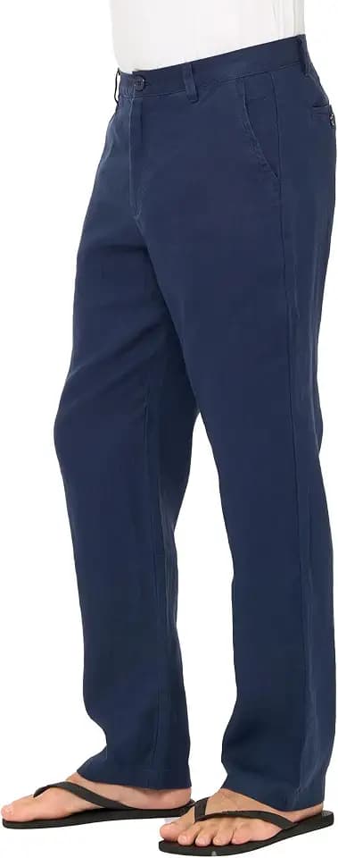 Men's 100% Linen Pants with Button Closure