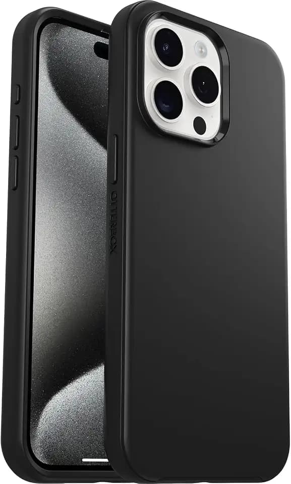 OtterBox iPhone 15 Pro Max (Only) - Symmetry Series Case - Black - Ultra-Sleek - Wireless Charging Compatible - Raised Edges Protect Camera & Screen - Non-Retail Packaging