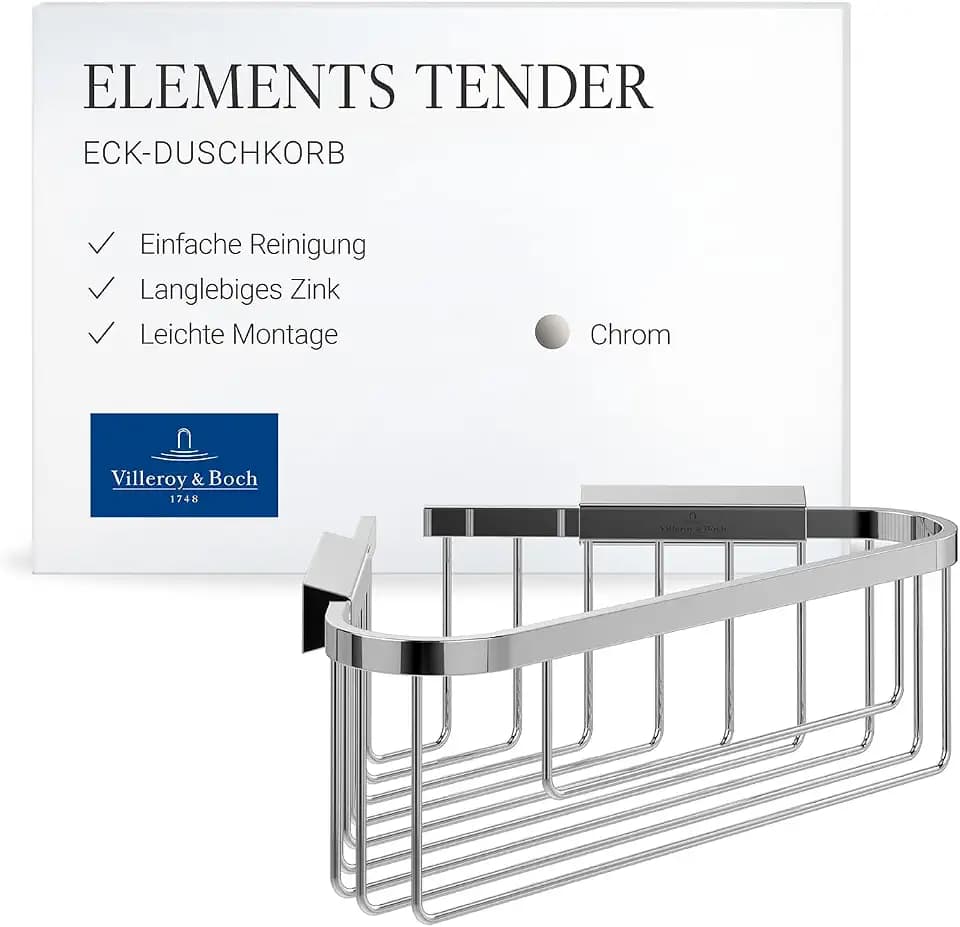 Villeroy & Boch Elements Tender Eck-Duschkorb – Chrom